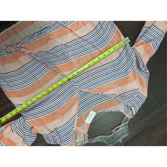 Lavender Field Tassle Stripe Pink Blue Wrap Blouse, Sz Large + - Picture 3 of 7